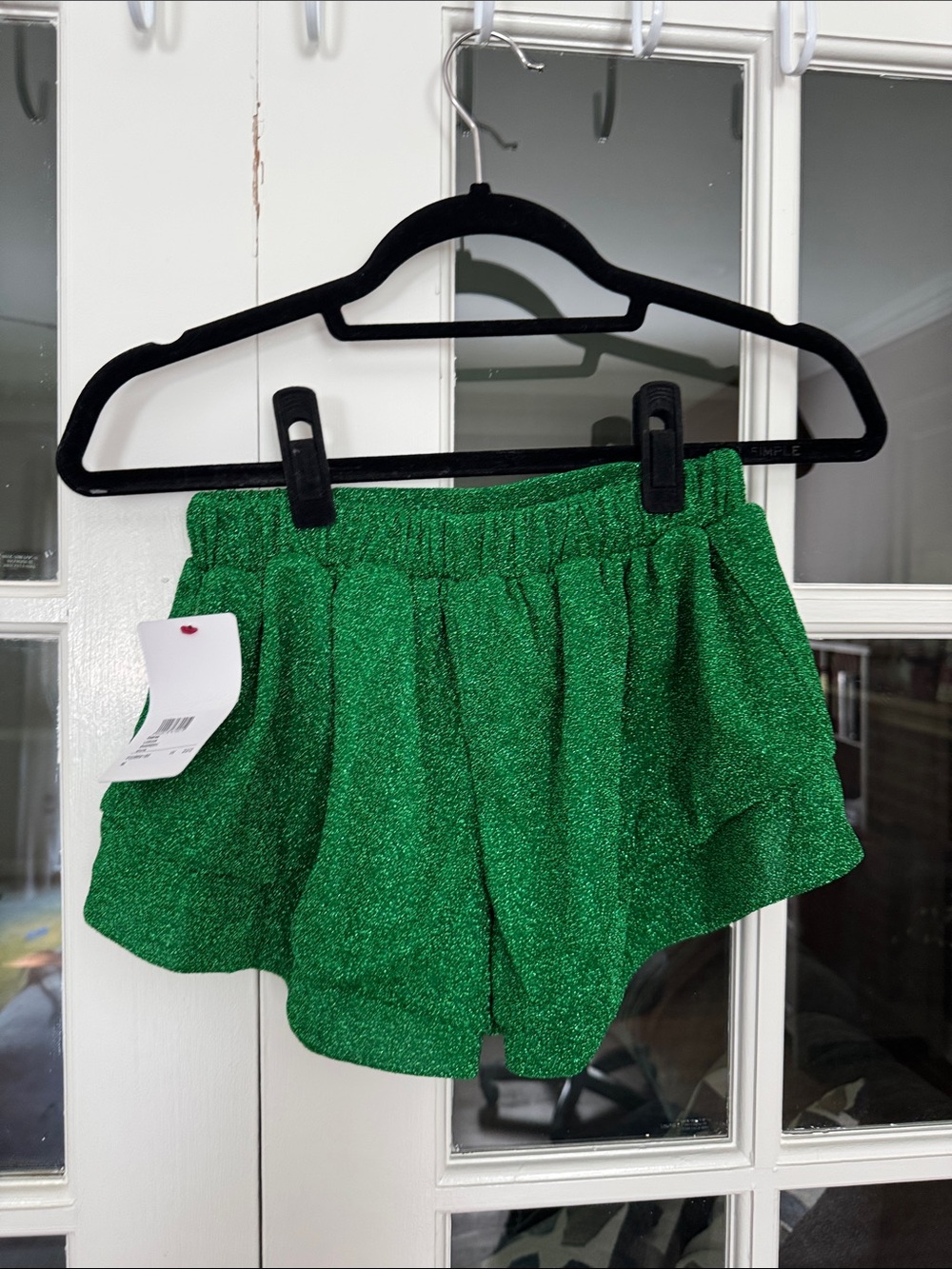 Sparkling Green Elastic-Waist Skort Shorts
